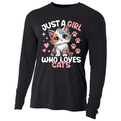 Just A Girl Who Loves Cats Cute Cat Lover Cooling Performance Long Sleeve Crew