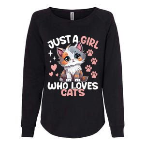 Just A Girl Who Loves Cats Cute Cat Lover Womens California Wash Sweatshirt