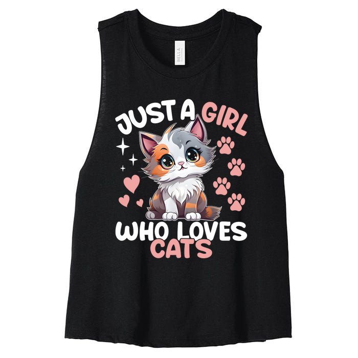 Just A Girl Who Loves Cats Cute Cat Lover Women's Racerback Cropped Tank