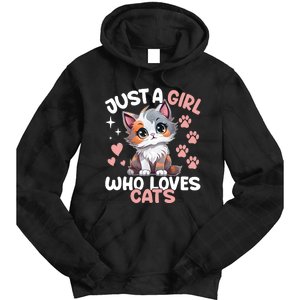 Just A Girl Who Loves Cats Cute Cat Lover Tie Dye Hoodie