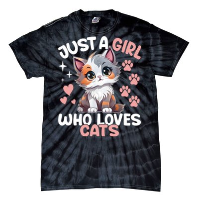 Just A Girl Who Loves Cats Cute Cat Lover Tie-Dye T-Shirt