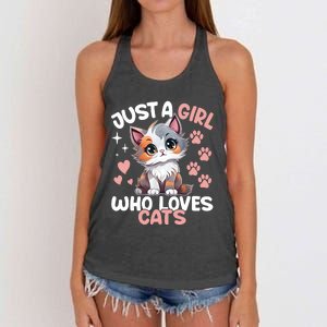 Just A Girl Who Loves Cats Cute Cat Lover Women's Knotted Racerback Tank