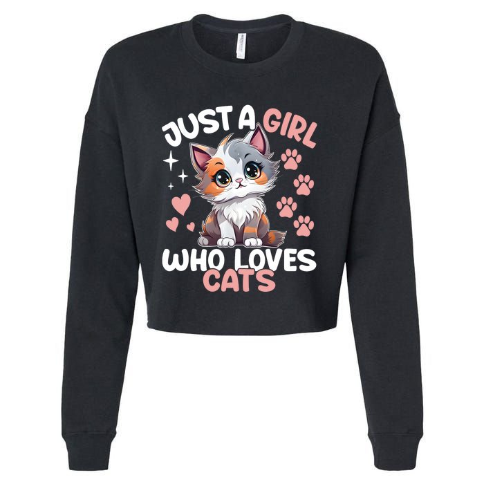 Just A Girl Who Loves Cats Cute Cat Lover Cropped Pullover Crew