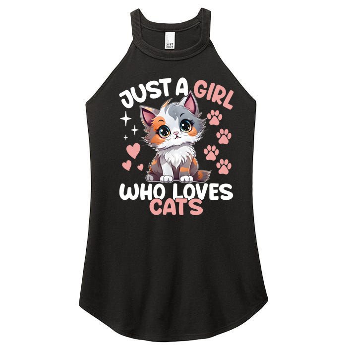 Just A Girl Who Loves Cats Cute Cat Lover Women's Perfect Tri Rocker Tank