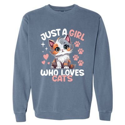 Just A Girl Who Loves Cats Cute Cat Lover Garment-Dyed Sweatshirt