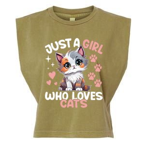 Just A Girl Who Loves Cats Cute Cat Lover Garment-Dyed Women's Muscle Tee