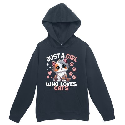 Just A Girl Who Loves Cats Cute Cat Lover Urban Pullover Hoodie