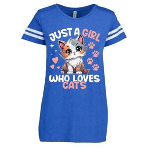 Just A Girl Who Loves Cats Cute Cat Lover Enza Ladies Jersey Football T-Shirt