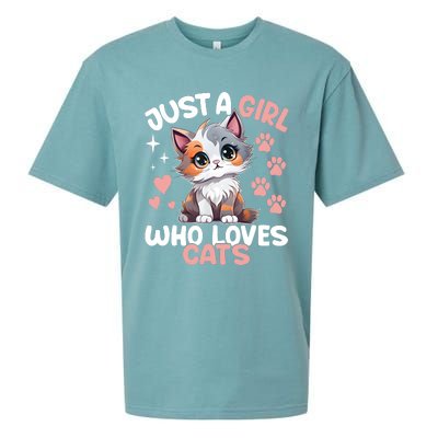 Just A Girl Who Loves Cats Cute Cat Lover Sueded Cloud Jersey T-Shirt