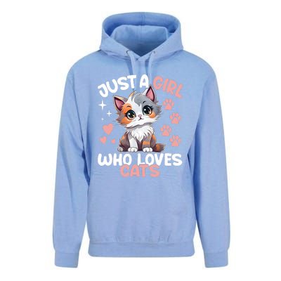 Just A Girl Who Loves Cats Cute Cat Lover Unisex Surf Hoodie