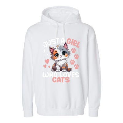 Just A Girl Who Loves Cats Cute Cat Lover Garment-Dyed Fleece Hoodie