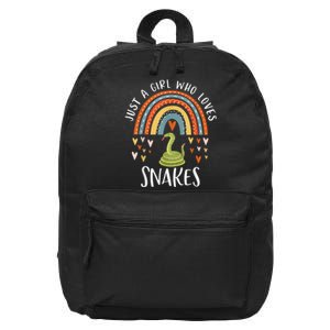 Just A Girl Who Loves Snakes Rainbow Gifts For Snake Lover 16 in Basic Backpack