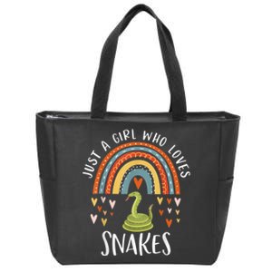 Just A Girl Who Loves Snakes Rainbow Gifts For Snake Lover Zip Tote Bag