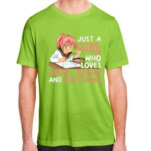 Just A Girl Who Loves Anime Ramen And Sketching Japan Anime Adult ChromaSoft Performance T-Shirt