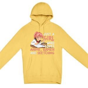 Just A Girl Who Loves Anime Ramen And Sketching Japan Anime Premium Pullover Hoodie