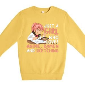 Just A Girl Who Loves Anime Ramen And Sketching Japan Anime Premium Crewneck Sweatshirt