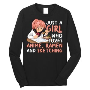 Just A Girl Who Loves Anime Ramen And Sketching Japan Anime Long Sleeve Shirt