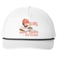 Just A Girl Who Loves Anime Ramen And Sketching Japan Anime Snapback Five-Panel Rope Hat