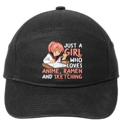 Just A Girl Who Loves Anime Ramen And Sketching Japan Anime 7-Panel Snapback Hat