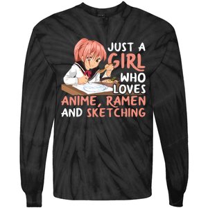 Just A Girl Who Loves Anime Ramen And Sketching Japan Anime Tie-Dye Long Sleeve Shirt