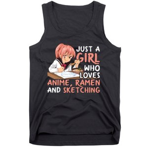 Just A Girl Who Loves Anime Ramen And Sketching Japan Anime Tank Top