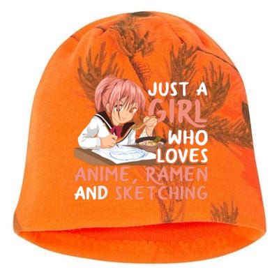 Just A Girl Who Loves Anime Ramen And Sketching Japan Anime Kati - Camo Knit Beanie