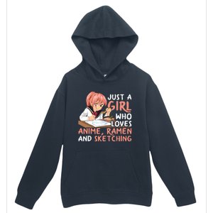 Just A Girl Who Loves Anime Ramen And Sketching Japan Anime Urban Pullover Hoodie