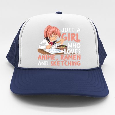 Just A Girl Who Loves Anime Ramen And Sketching Japan Anime Trucker Hat