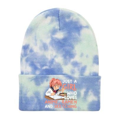 Just A Girl Who Loves Anime Ramen And Sketching Japan Anime Tie Dye 12in Knit Beanie