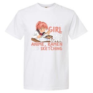 Just A Girl Who Loves Anime Ramen And Sketching Japan Anime Garment-Dyed Heavyweight T-Shirt