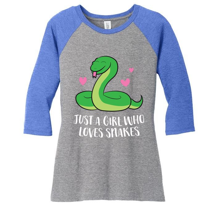 Just A Girl Who Loves Snakes Cute Snake Girl Gift Women's Tri-Blend 3/4-Sleeve Raglan Shirt