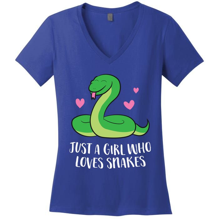 Just A Girl Who Loves Snakes Cute Snake Girl Gift Women's V-Neck T-Shirt