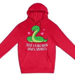 Just A Girl Who Loves Snakes Cute Snake Girl Gift Premium Pullover Hoodie