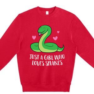 Just A Girl Who Loves Snakes Cute Snake Girl Gift Premium Crewneck Sweatshirt