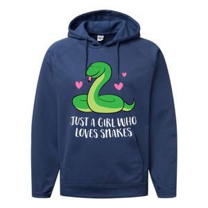 Just A Girl Who Loves Snakes Cute Snake Girl Gift Performance Fleece Hoodie