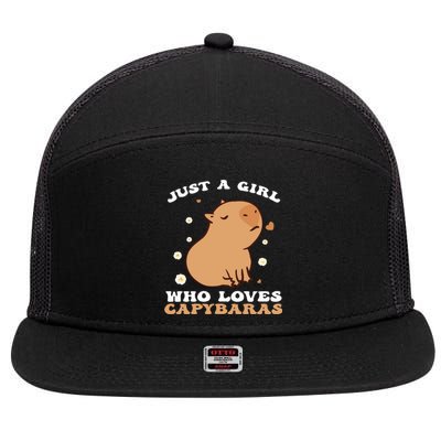 Just A Girl Who Loves Capybaras 7 Panel Mesh Trucker Snapback Hat