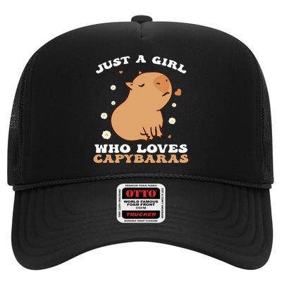 Just A Girl Who Loves Capybaras High Crown Mesh Back Trucker Hat