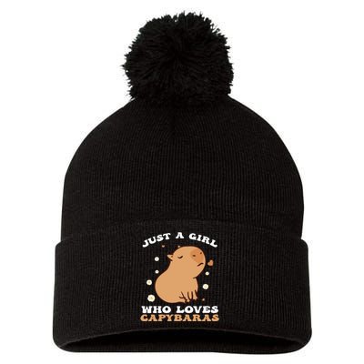 Just A Girl Who Loves Capybaras Pom Pom 12in Knit Beanie