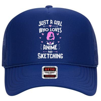 Just A Girl Who Loves Anime High Crown Mesh Back Trucker Hat