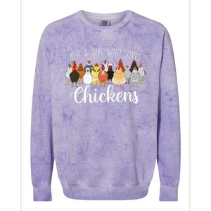 Just A Girl Who Loves Chickens Farm Animal Chicken Colorblast Crewneck Sweatshirt