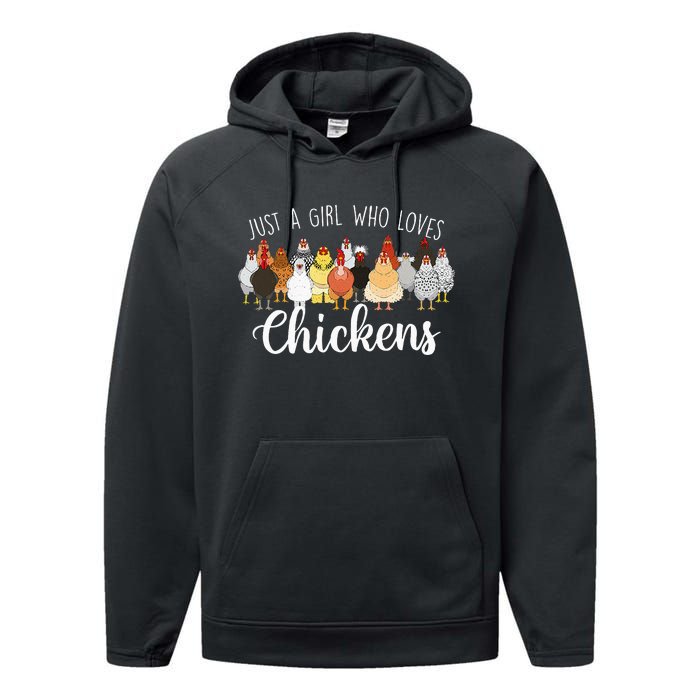 Just A Girl Who Loves Chickens Farm Animal Chicken Performance Fleece Hoodie