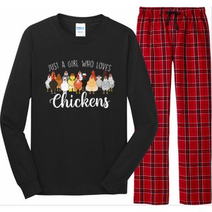 Just A Girl Who Loves Chickens Farm Animal Chicken Long Sleeve Pajama Set