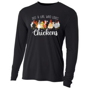 Just A Girl Who Loves Chickens Farm Animal Chicken Cooling Performance Long Sleeve Crew