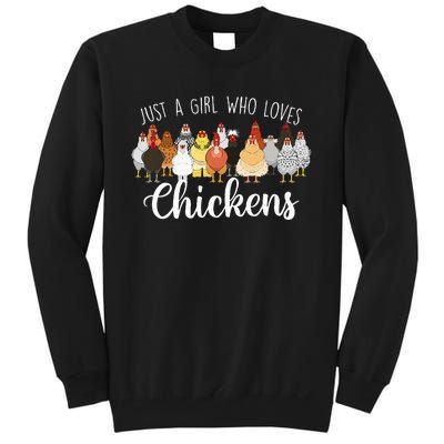 Just A Girl Who Loves Chickens Farm Animal Chicken Tall Sweatshirt