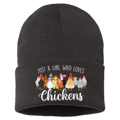 Just A Girl Who Loves Chickens Farm Animal Chicken Sustainable Knit Beanie