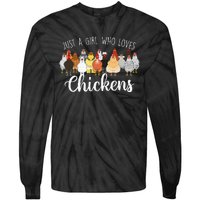 Just A Girl Who Loves Chickens Farm Animal Chicken Tie-Dye Long Sleeve Shirt