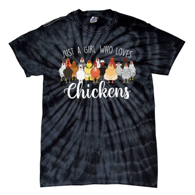 Just A Girl Who Loves Chickens Farm Animal Chicken Tie-Dye T-Shirt