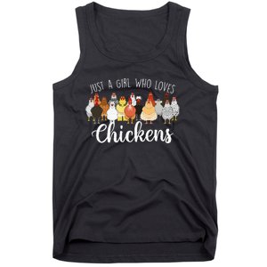 Just A Girl Who Loves Chickens Farm Animal Chicken Tank Top