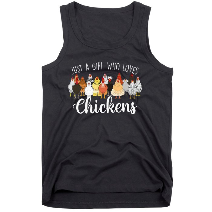 Just A Girl Who Loves Chickens Farm Animal Chicken Tank Top