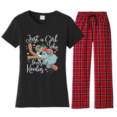 Just A Girl Who Loves Koalas Funny Koala Bear Lovers Outfit Women's Flannel Pajama Set